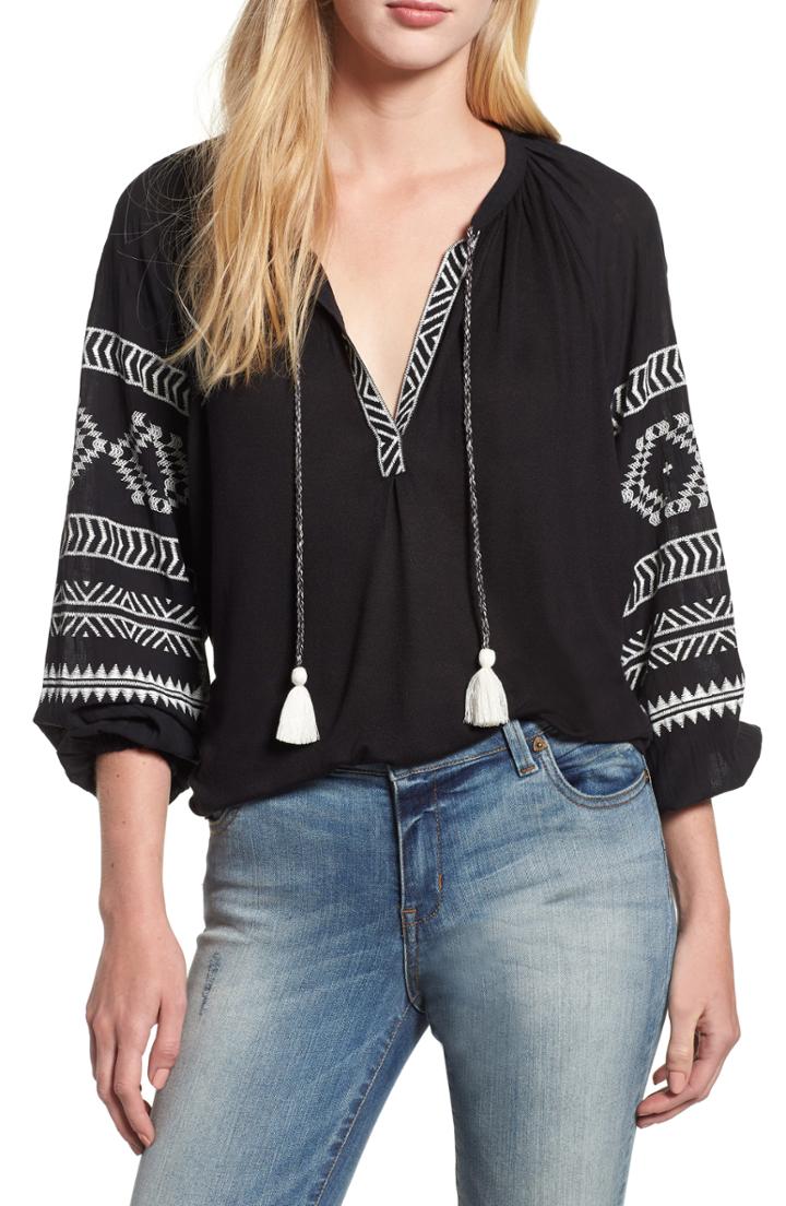 Women's Lucky Brand Embroidered Peasant Blouse
