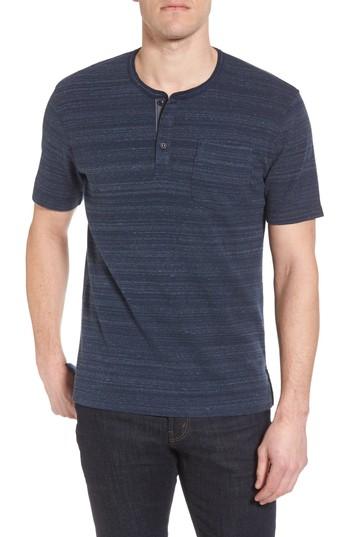Men's Nordstrom Men's Shop Short Sleeve Henley, Size - Blue