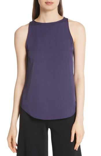Women's Theory Modern Racerback Silk Tank, Size - Purple