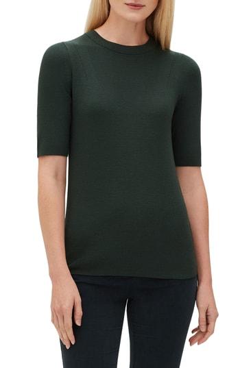 Women's Lafayette 148 New York Ribbed Merino Wool Sweater - Green