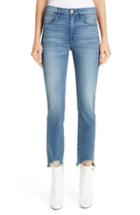 Women's 3x1 Nyc Distressed Hem Authentic Straight Leg Jeans - Blue