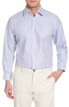 Men's Nordstrom Men's Shop Traditional Fit Microcheck Dress Shirt 34/35 - Blue