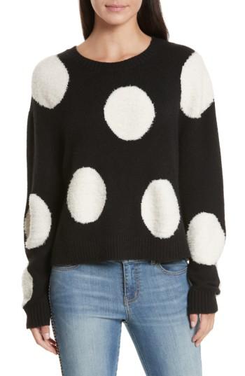 Women's Alice + Olivia Polka Dot Boxy Sweater - Black