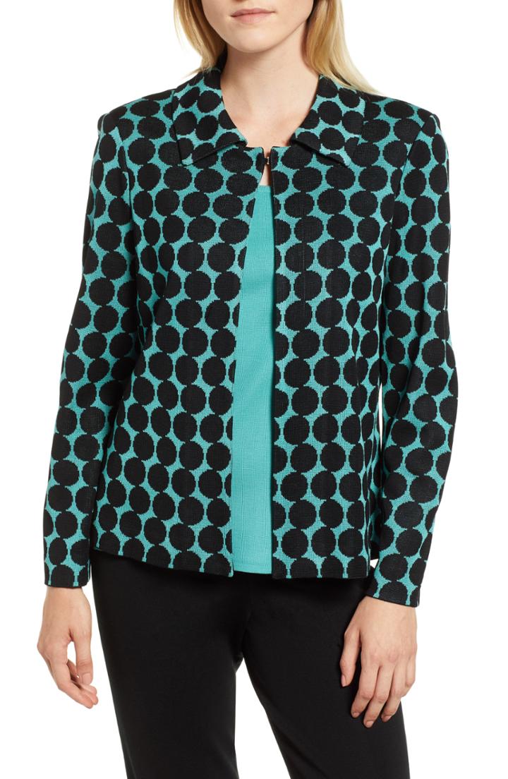 Women's Ming Wang Dot Knit Jacket - Black