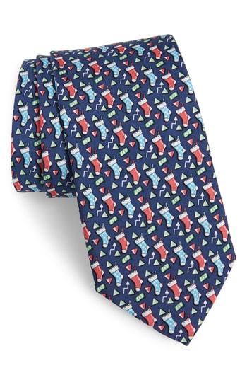 Men's Vineyard Vines Stockings Silk Tie, Size - Blue