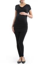 Women's Kimi And Kai Ruched Cowl Neck Maternity Tee - Black