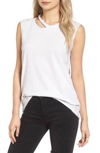 Women's Pam & Gela Slash Neck Muscle Tee, Size - White