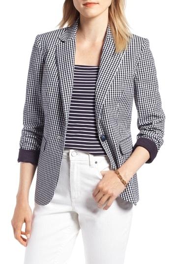 Women's 1901 Gingham Cotton Blend Jacket - Blue