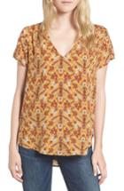 Women's Hinge Floral V-neck Top - Yellow