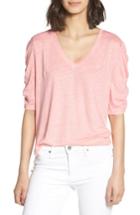Women's Chelsea28 Ruched Elbow Sleeve Linen Tee - Pink