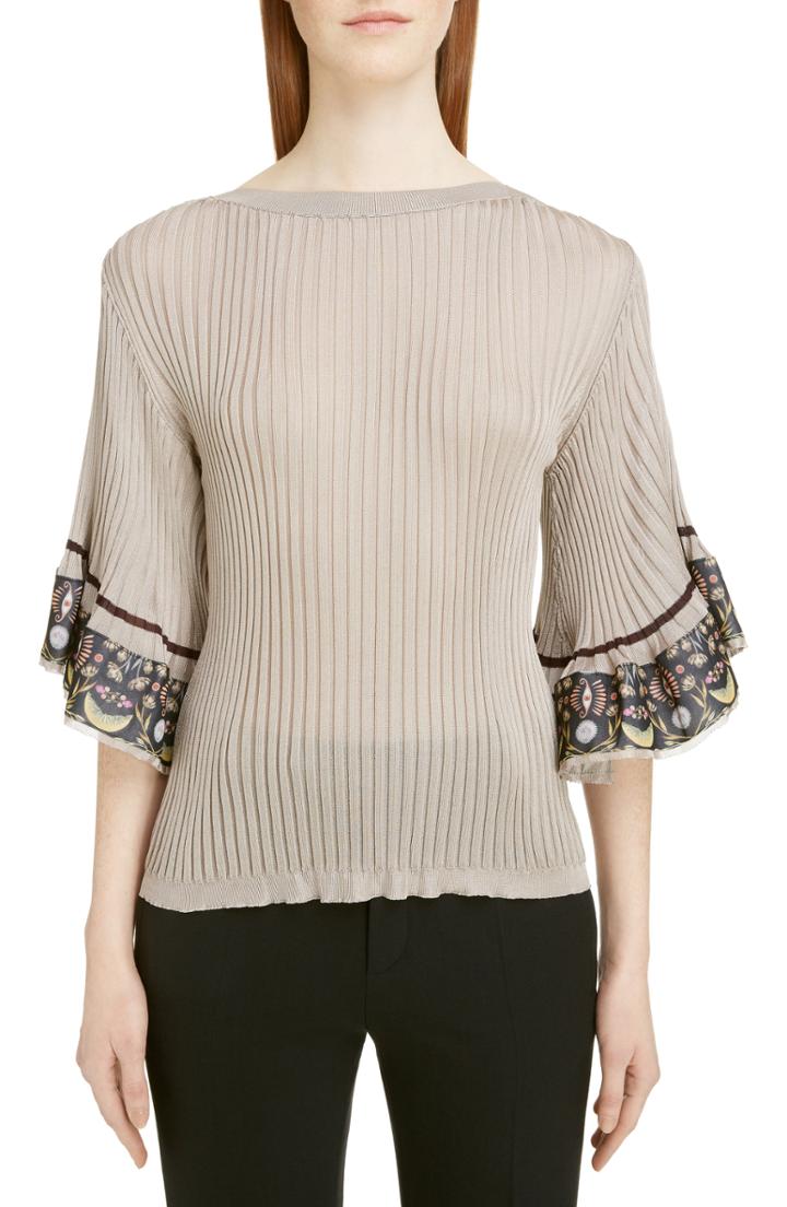 Women's Chloe Flutter Sleeve Ribbed Top