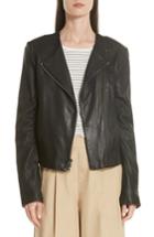Women's Vince Zip Cross Front Leather Jacket - Black
