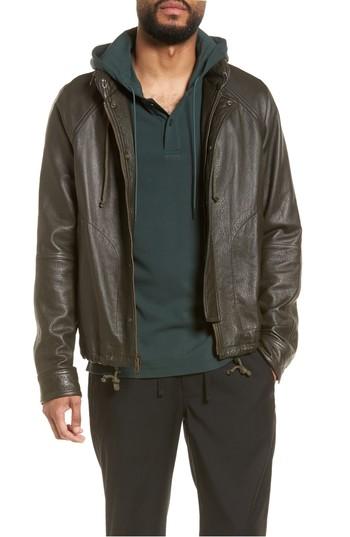 Men's Vince Slim Fit Lambskin Leather Parka - Green
