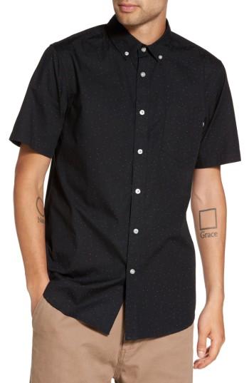 Men's Obey Voyage Flecked Woven Shirt - Black