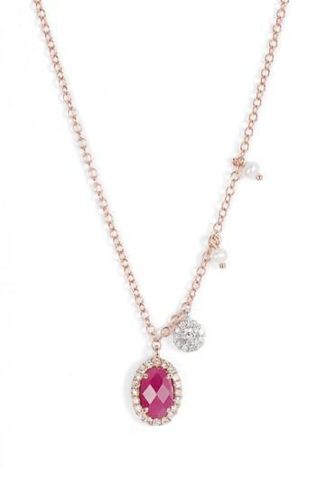 Women's Meira T Ruby & Diamond Pendant Necklace