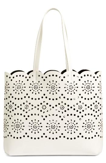 Chelsea28 Lily Scallop Faux Leather Tote - White