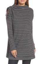 Women's Caslon Open Shoulder Sweatshirt Tunic - Black