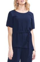 Women's Vince Camuto Asymmetrical Hem Tie Waist Blouse - Blue