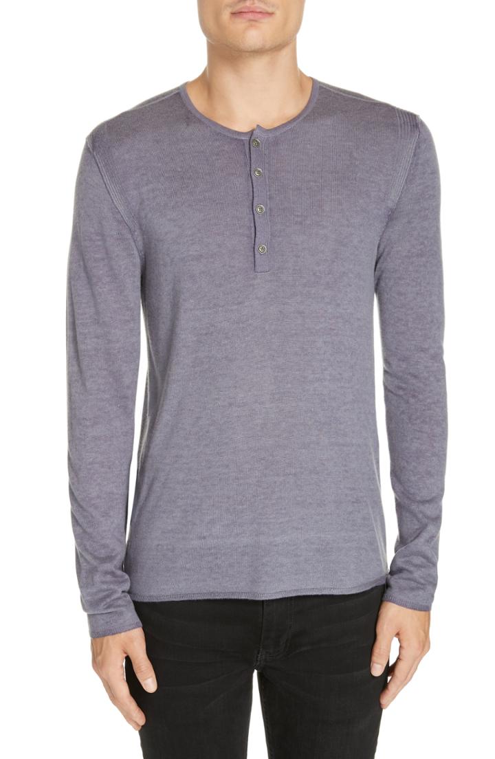 Men's John Varvatos Silk & Cashmere Henley - Purple