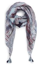 Women's Treasure & Bond Print Tassel Wrap, Size - Blue