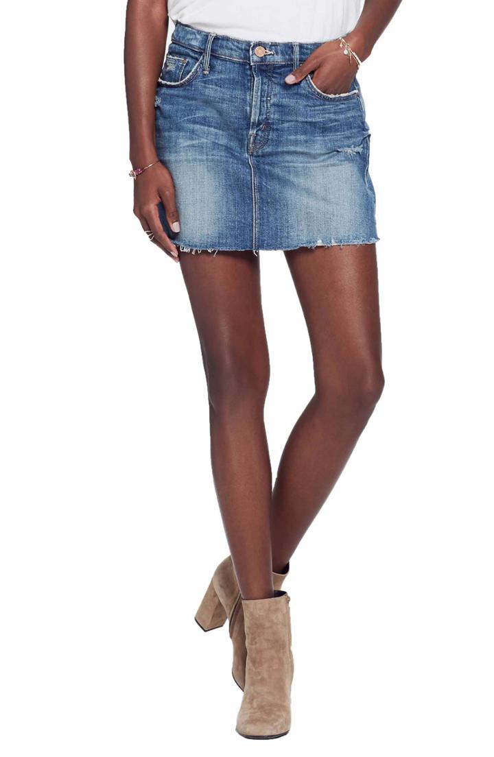 Women's Mother Vagabond Fray Denim Miniskirt - Blue