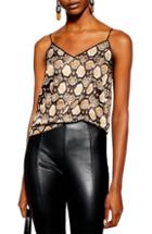 Women's Topshop Snake Print Piped Camisole Us (fits Like 0) - Brown