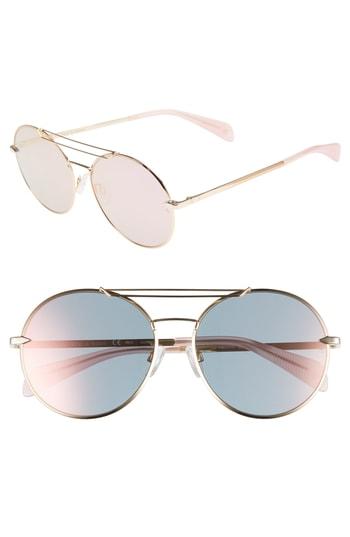 Women's Rag & Bone 59mm Round Metal Aviator Sunglasses - Rose Gold