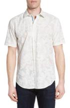 Men's Bugatchi Shaped Fit Floral Jacquard Sport Shirt - White
