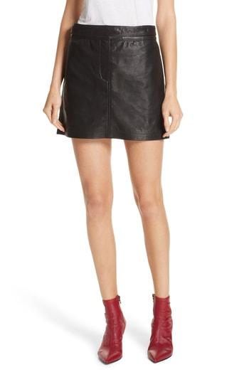 Women's Rag & Bone Mila Lambskin Leather Miniskirt - Black