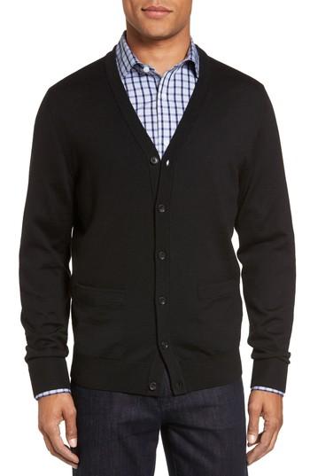 Men's Nordstrom Men's Shop Merino V-neck Cardigan - Black