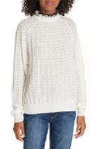 Women's Maje Ruffle Collar Pointelle Knit Sweater - White