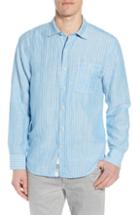 Men's Tommy Bahama Sand Stripe Linen Blend Sport Shirt, Size - Blue