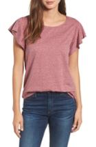 Women's Caslon Flutter Sleeve Crochet Detail Top - Burgundy