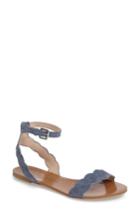 Women's Sole Society 'odette' Scalloped Ankle Strap Flat Sandal .5 M - Blue