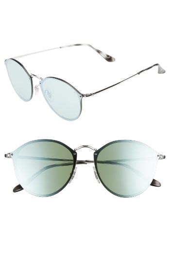 Men's Ray-ban 59mm Round Sunglasses - Silver/ Dark Green Mirror