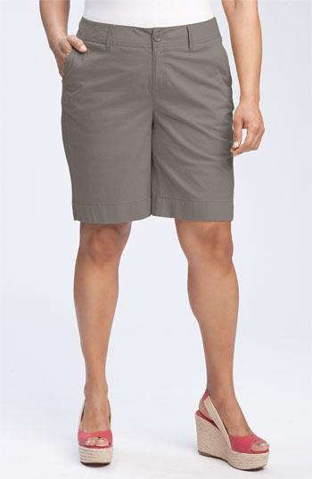 Sejour Stretch Twill Bermuda Shorts (Plus) Washed Grey Cloudburst 14W