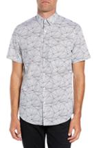 Men's Calibrate Slim Fit Linear Print Non-iron Sport Shirt - White