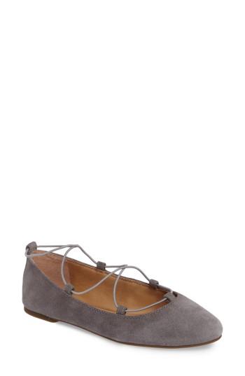 Women's Lucky Brand 'aviee' Lace-up Flat .5 M - Grey