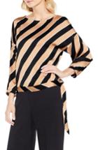 Women's Vince Camuto Tie Hem Diagonal Stripe Blouse - Brown