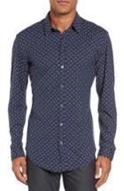 Men's Boss Sharp Fit Paisley Sport Shirt - Blue