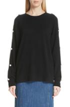 Women's Michael Kors Button Sleeve Cashmere Sweater - Black