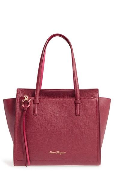 Salvatore Ferragamo 'medium Amy' Calfskin Leather Tote - Brown