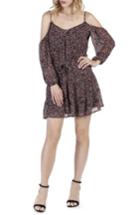 Women's Paige Carmine Floral Cold Shoulder Silk Dress