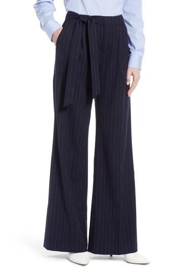 Women's Halogen Tie Waist Wide Leg Stretch Crepe Pants - Blue