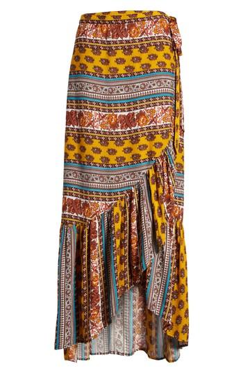 Women's Band Of Gypsies Geo Stripe Wrap Skirt - Yellow