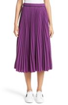 Women's Marc Jacobs Pleated Crepe De Chine Midi Skirt - Purple