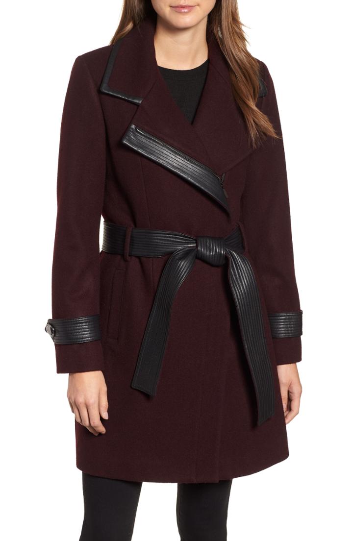Women's Badgley Mischka Double Face Wool Blend Coat - Green