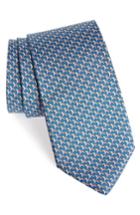 Men's Salvatore Ferragamo Edwin Print Silk Tie, Size - Blue