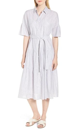 Women's Nordstrom Signature Tiered Stripe Shirtdress - Blue