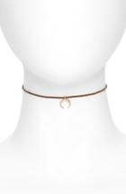 Women's Canvas Jewelry Leather Double Horn Choker